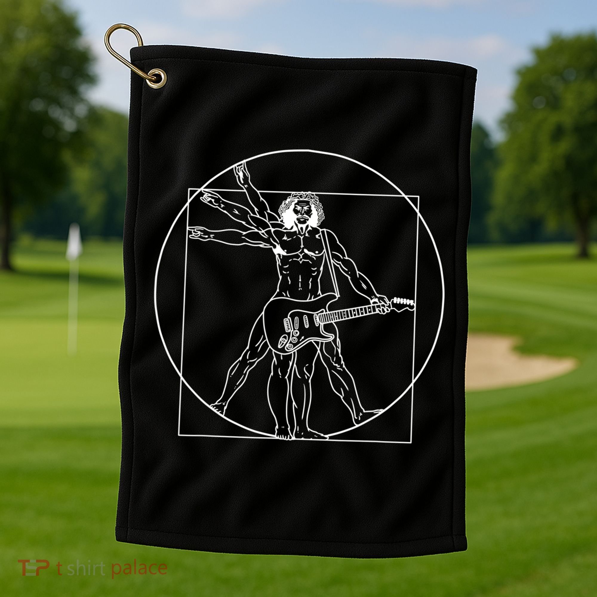 Vitruvian Man Guitar Music Player Da Vinci Guitarist Gift Golf Towel