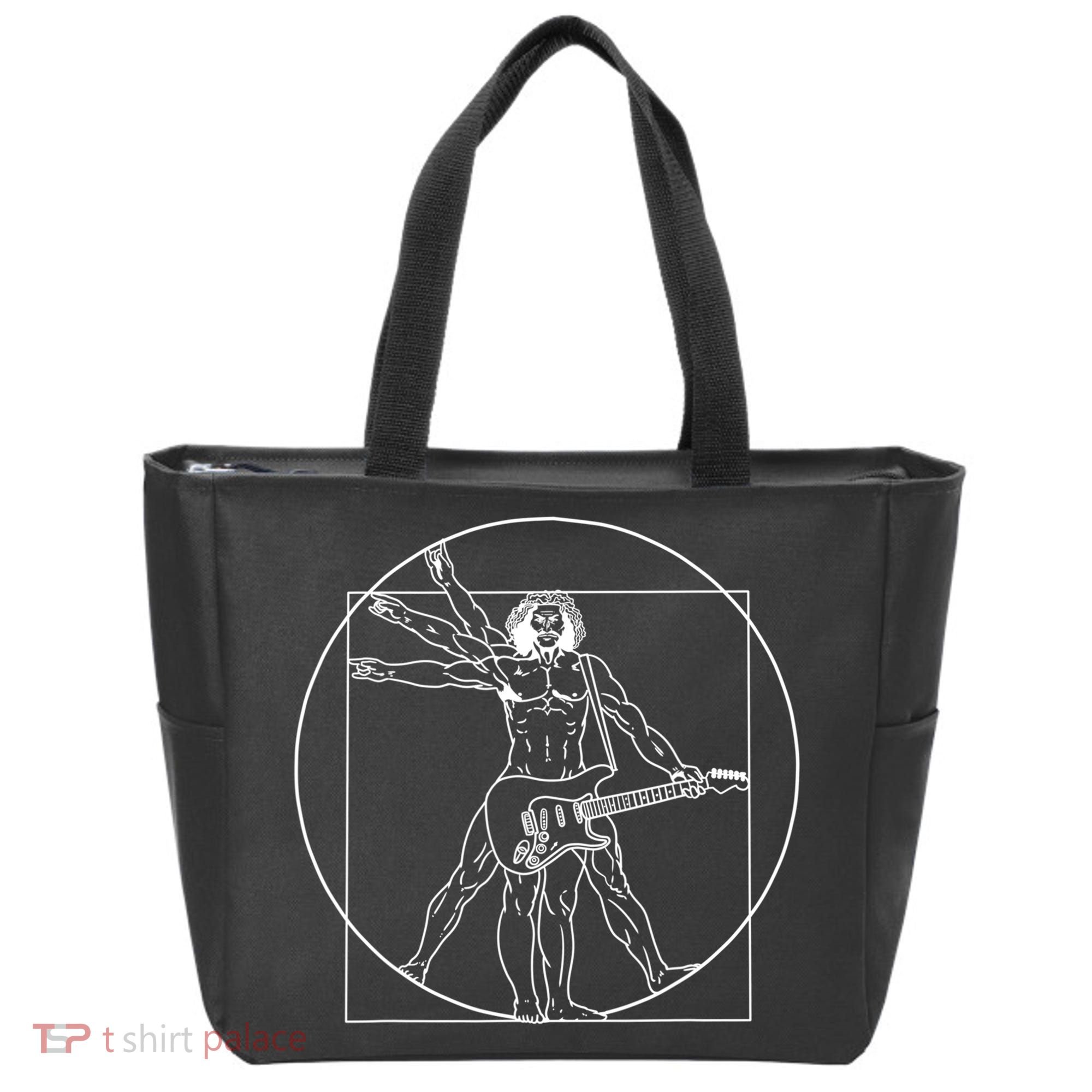 Vitruvian Man Guitar Music Player Da Vinci Guitarist Gift Tote Bag