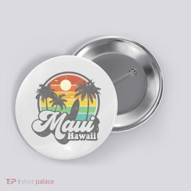 Vintage Maui Hawaii Hawaiian Beach Surfing Button
