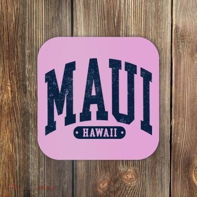 Vintage Maui Hawaii Distressed Retro Beach Vacation Coaster