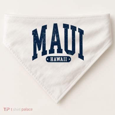 Vintage Maui Hawaii Distressed Retro Beach Vacation USA-Made Doggie Bandana