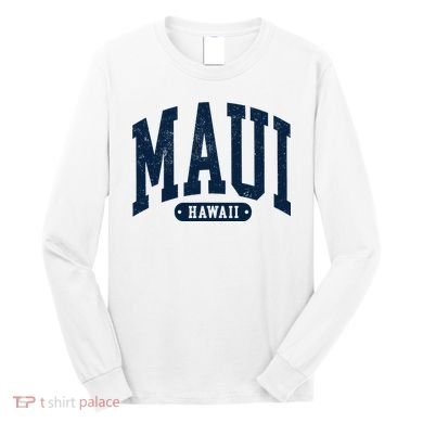 Vintage Maui Hawaii Distressed Retro Beach Vacation Long Sleeve Shirt