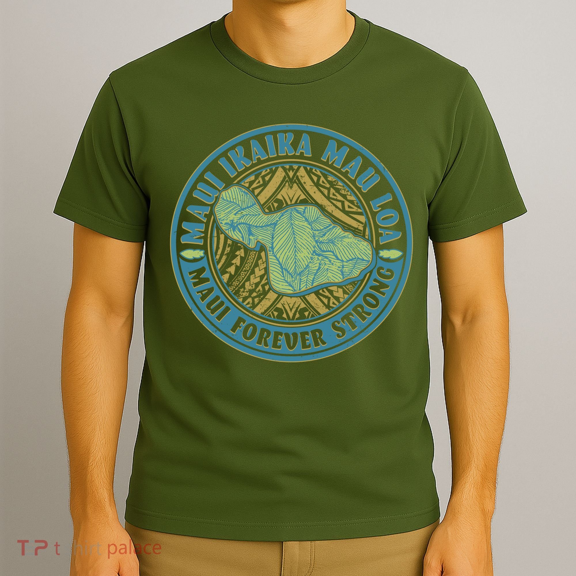 Vintage Maui Ikaika Mau Loa Maui Forever Strong Emblem T-Shirt