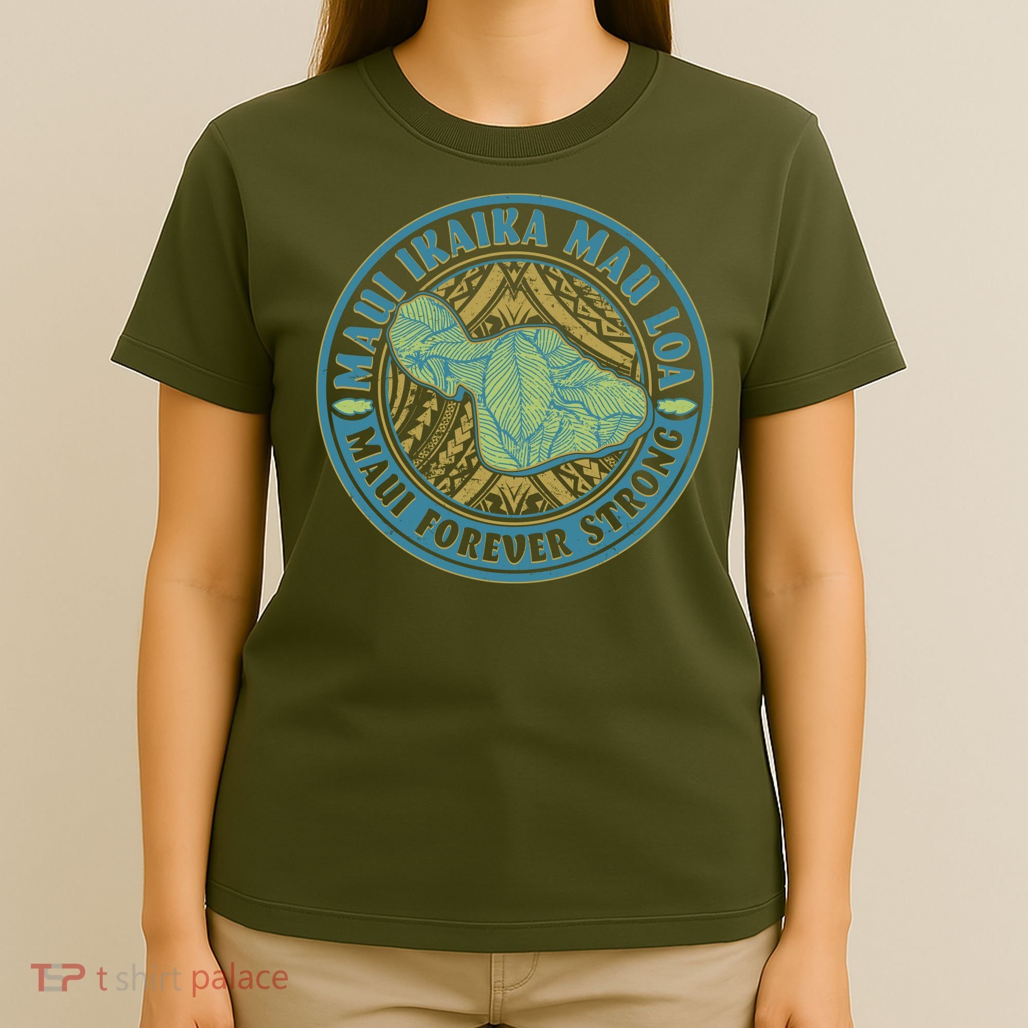 Vintage Maui Ikaika Mau Loa Maui Forever Strong Emblem T-Shirt