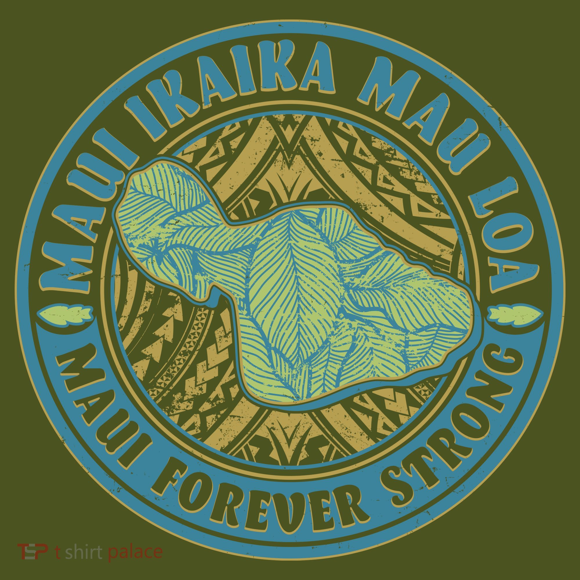 Vintage Maui Ikaika Mau Loa Maui Forever Strong Emblem T-Shirt