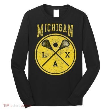 Vintage Michigan Lacrosse Distressed Lax Long Sleeve Shirt