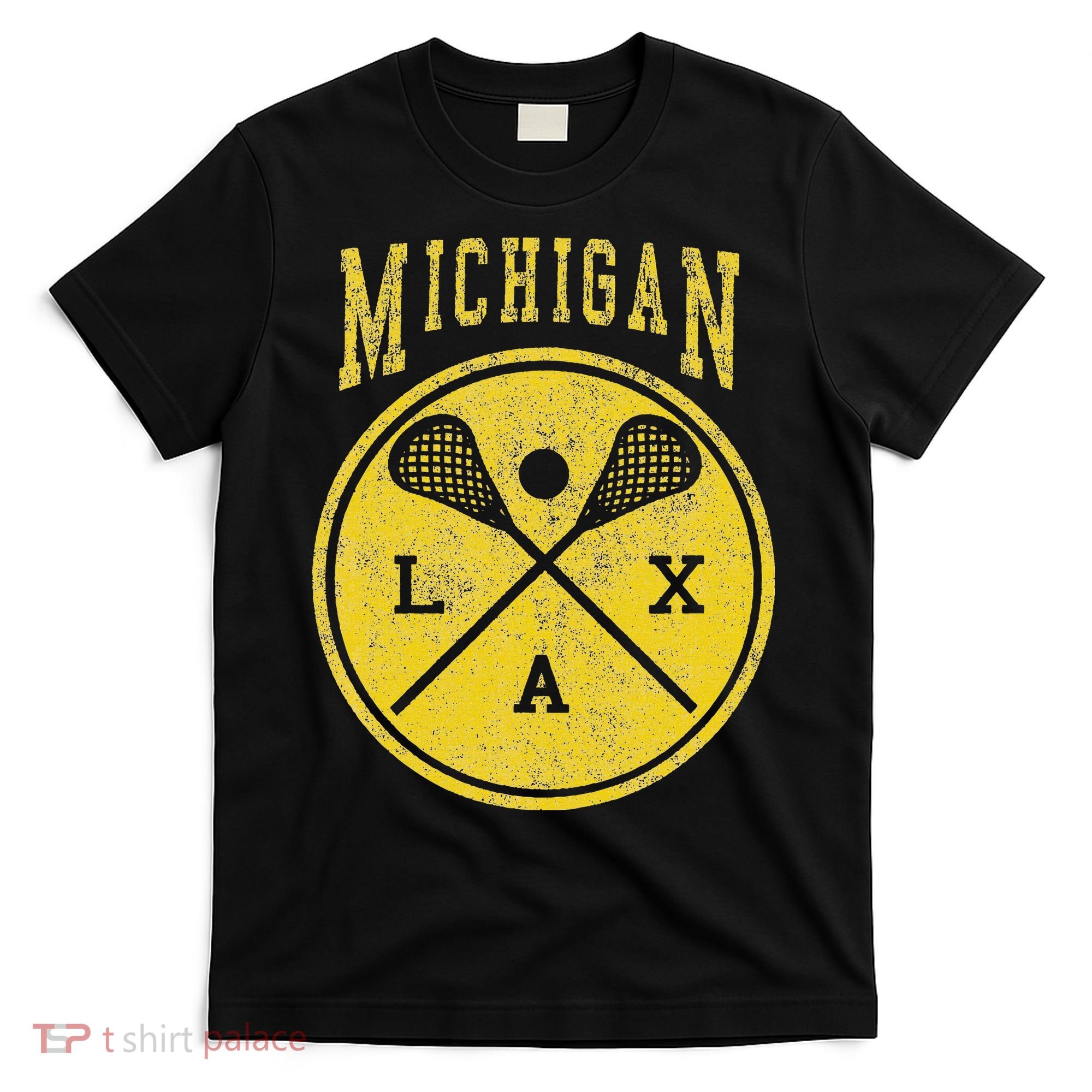 Vintage Michigan Lacrosse Distressed Lax T-Shirt