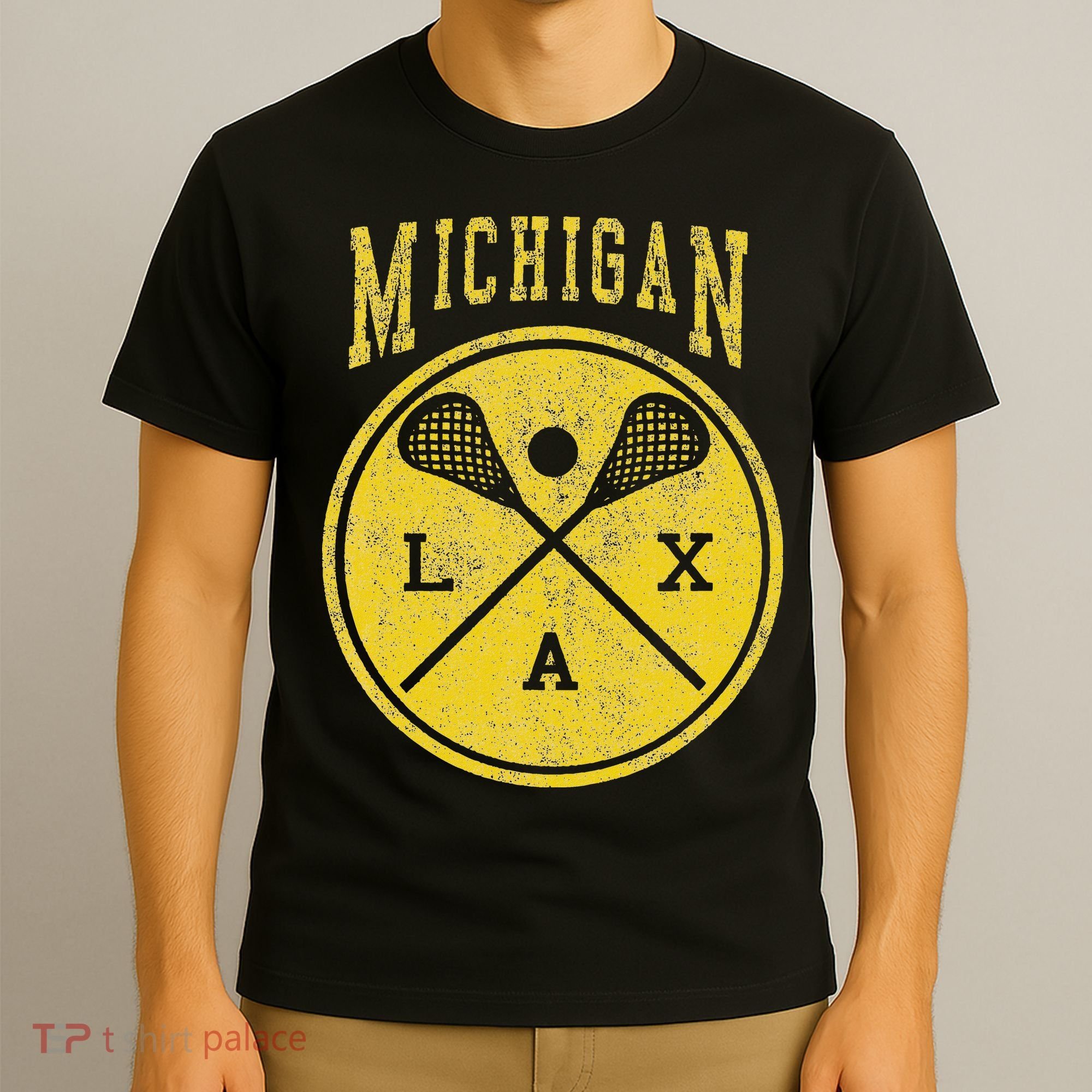 Vintage Michigan Lacrosse Distressed Lax T-Shirt