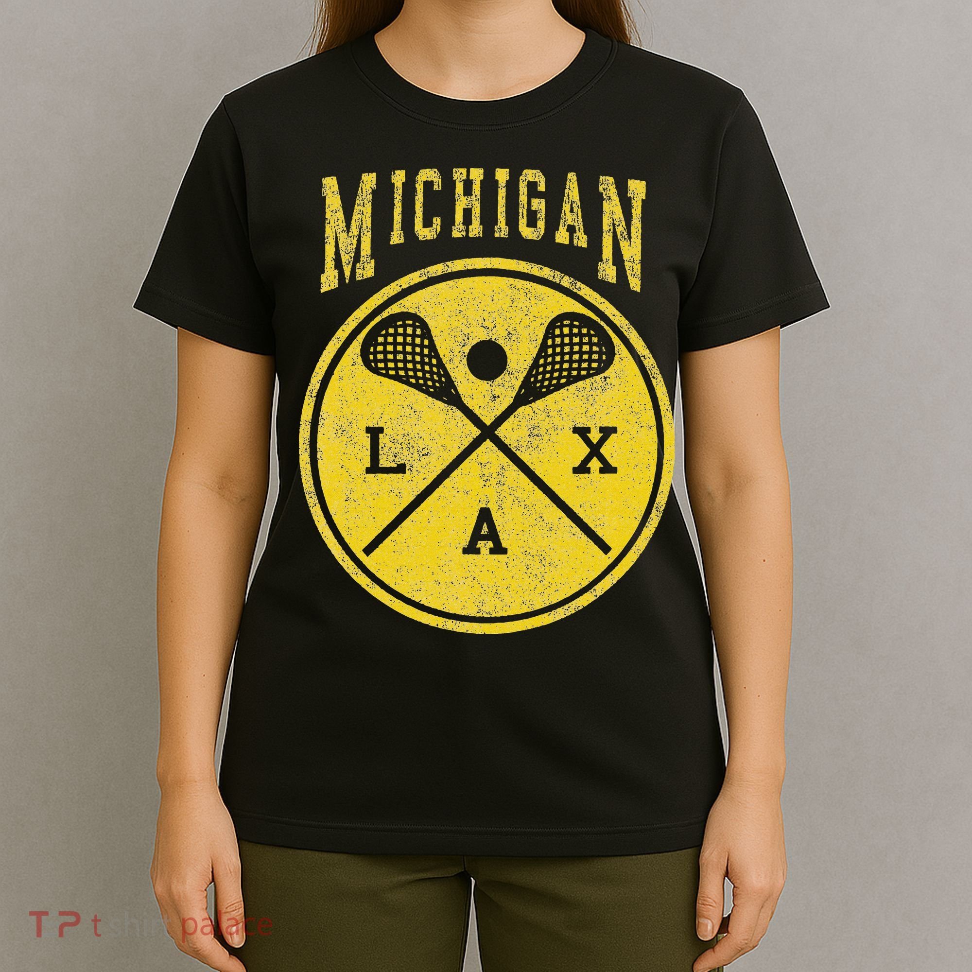 Vintage Michigan Lacrosse Distressed Lax T-Shirt