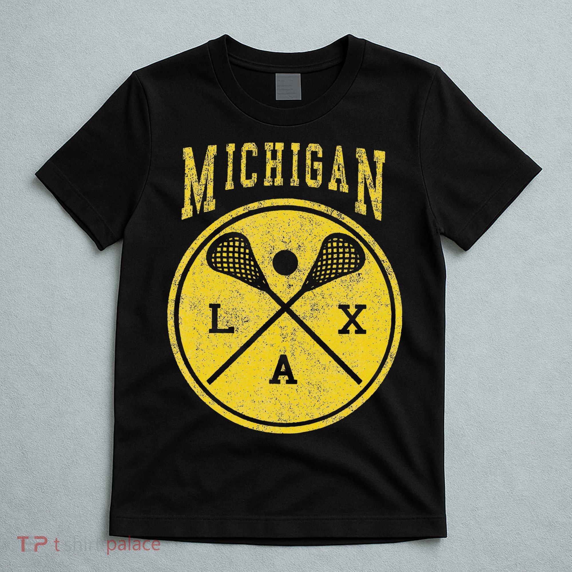 Vintage Michigan Lacrosse Distressed Lax T-Shirt