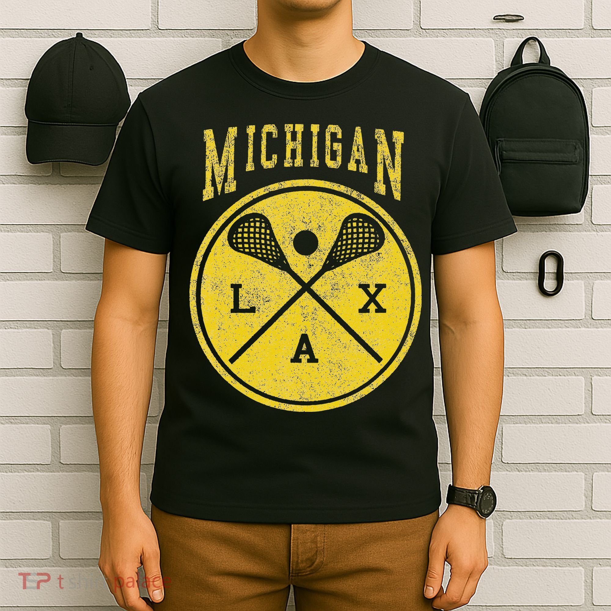 Vintage Michigan Lacrosse Distressed Lax T-Shirt