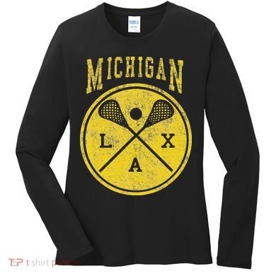 Vintage Michigan Lacrosse Distressed Lax Women's Long Sleeve Shirt