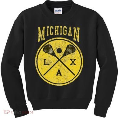 Vintage Michigan Lacrosse Distressed Lax Kids Sweatshirt
