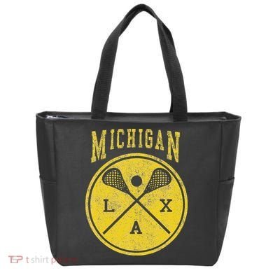 Vintage Michigan Lacrosse Distressed Lax Tote Bag