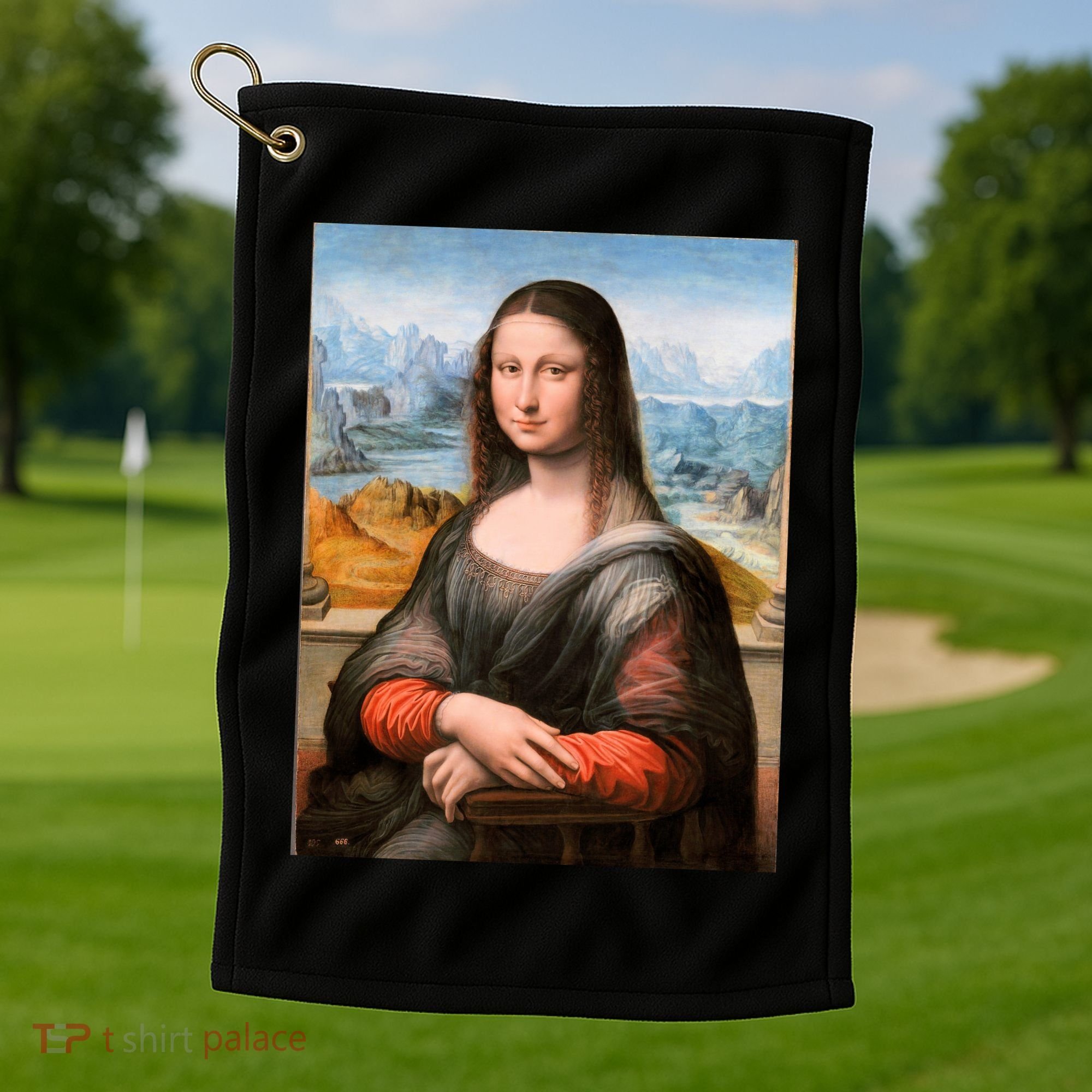Vibrant Mona Lisa Golf Towel