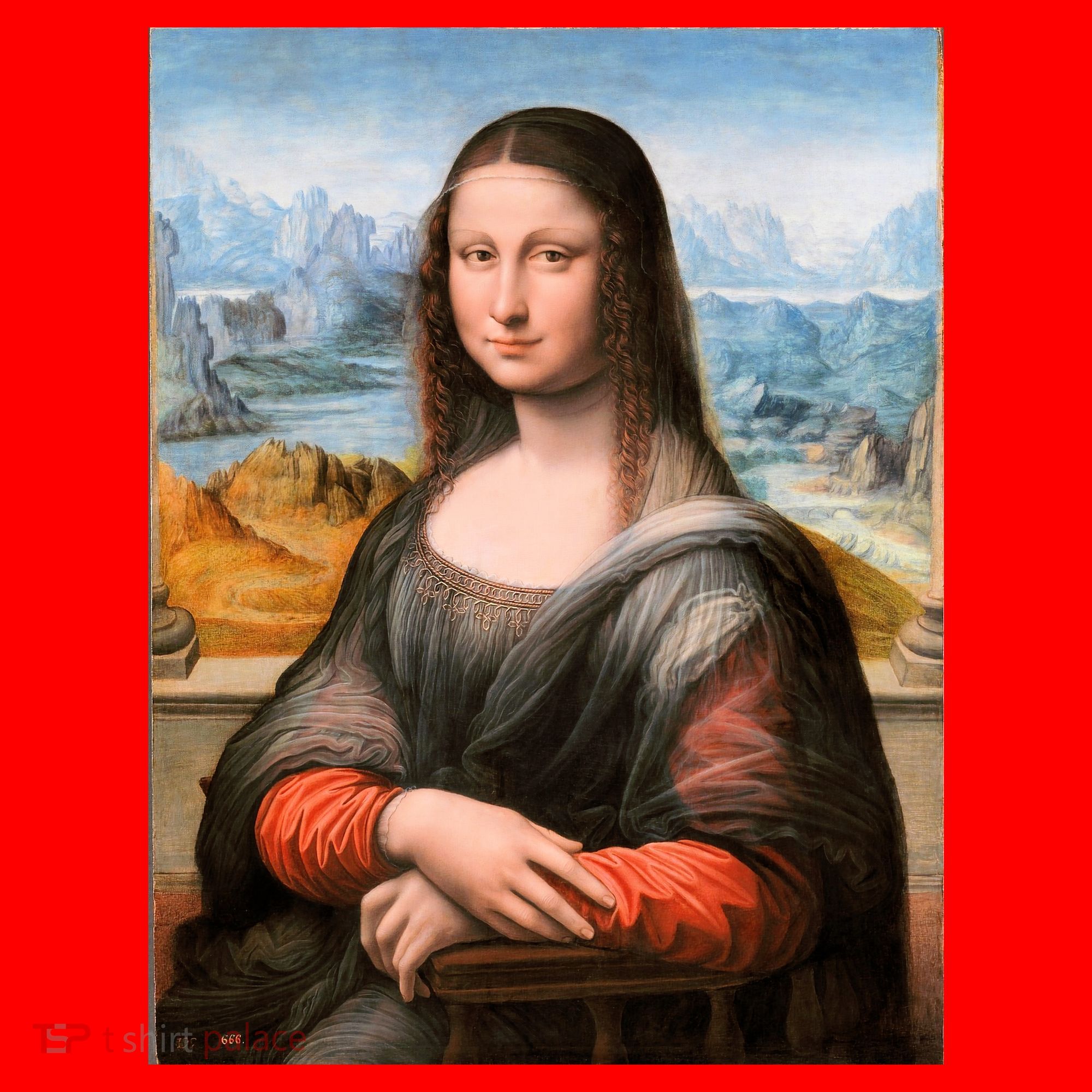 Vibrant Mona Lisa Santa Hat