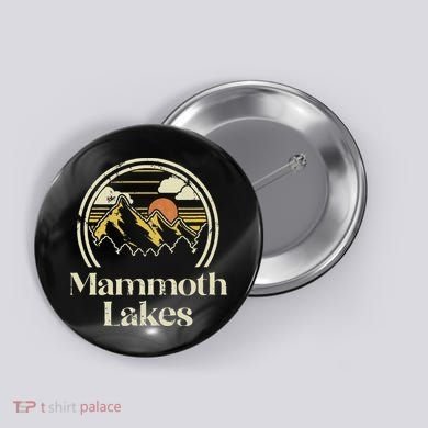 Vintage Mammoth Lakes Mountains California Hiking Camp Retro Button