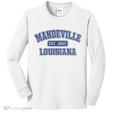 Vintage Mandeville Louisiana Established 1840 Kids Long Sleeve Shirt