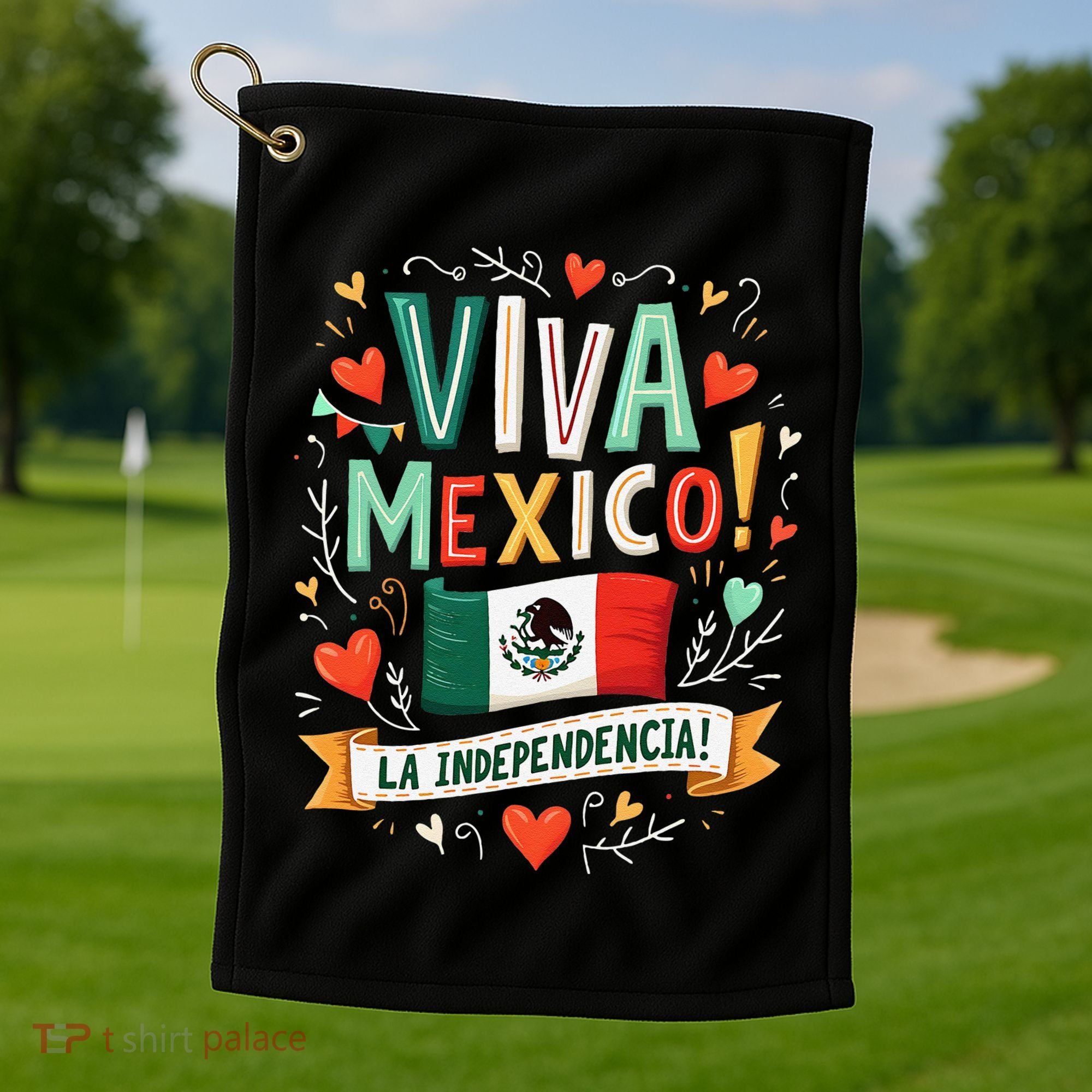Viva Mexico La Independencia Fiesta Mexican Independence Day Gift Golf Towel