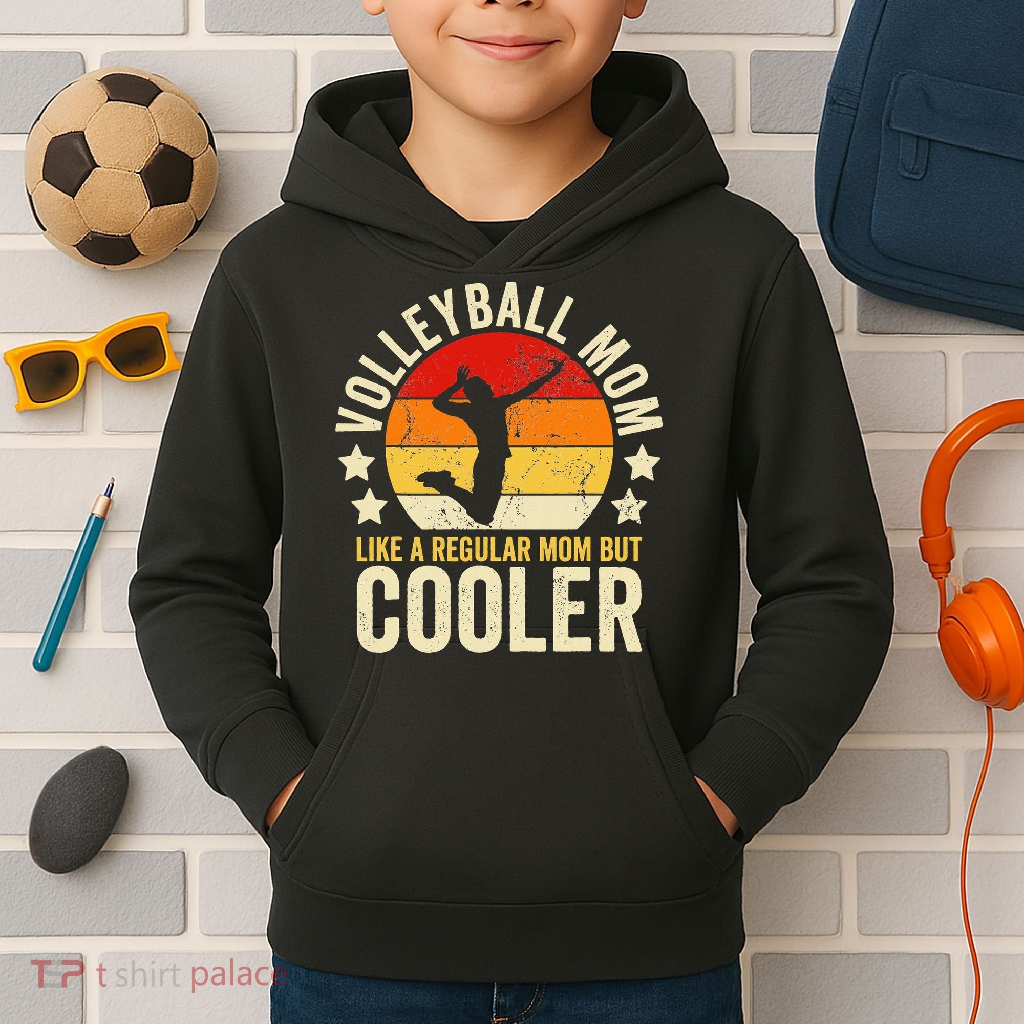 Volleyball Mom Like A Regular But Cooler Mother's Day Kids Hoodie