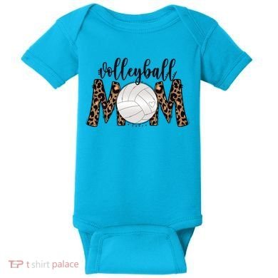 Volleyball Mom Leopard Print Proud Women's Cheetah Pattern Great Gift Baby Bodysuit