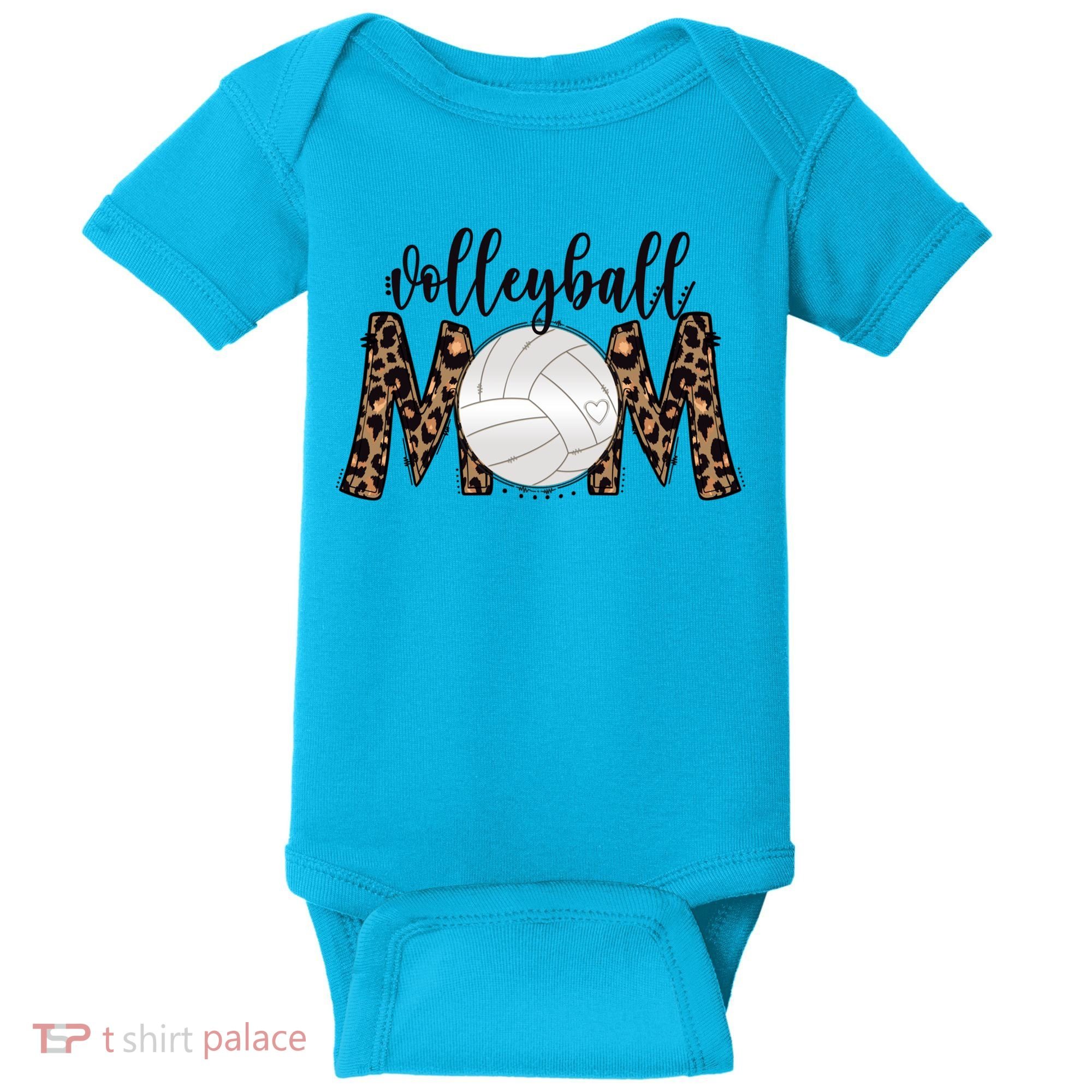 Volleyball Mom Leopard Print Proud Women's Cheetah Pattern Great Gift Baby Bodysuit