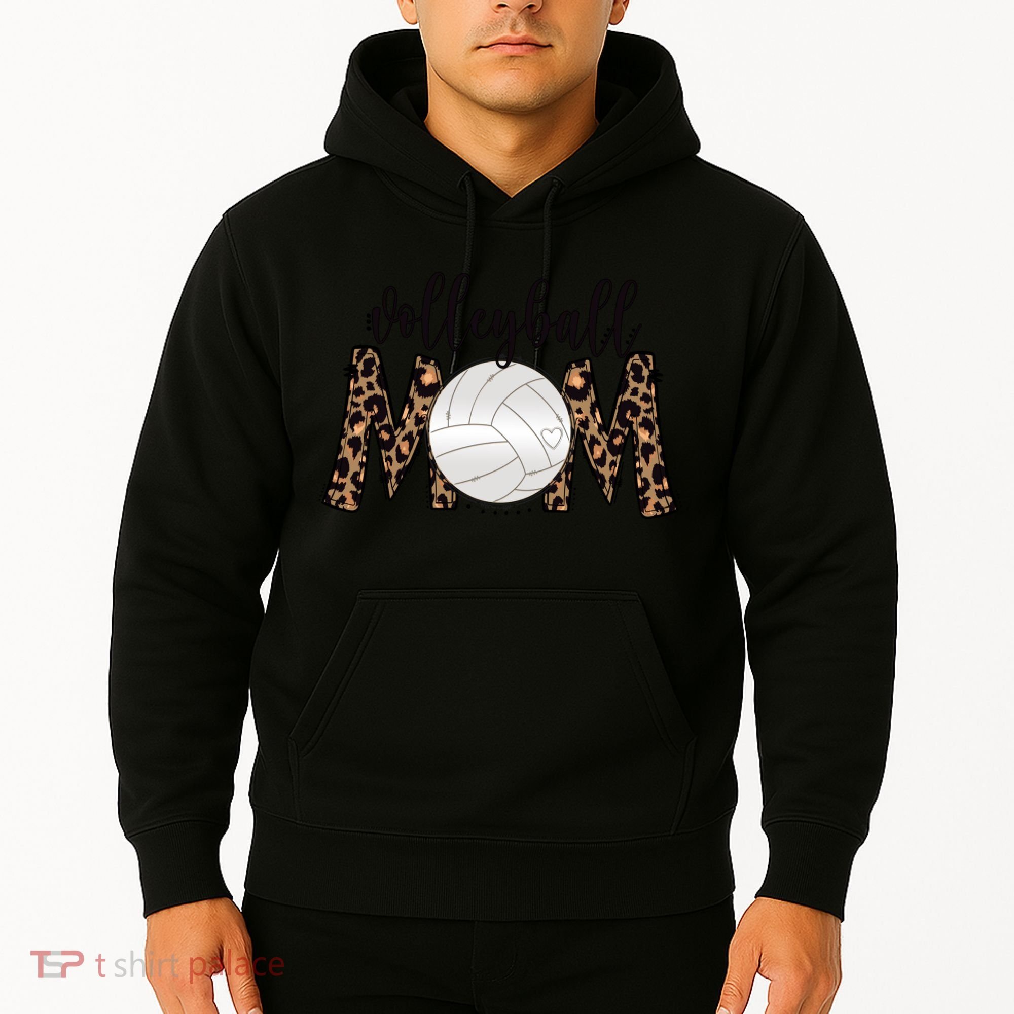 Volleyball Mom Leopard Print Proud Women's Cheetah Pattern Great Gift Hoodie