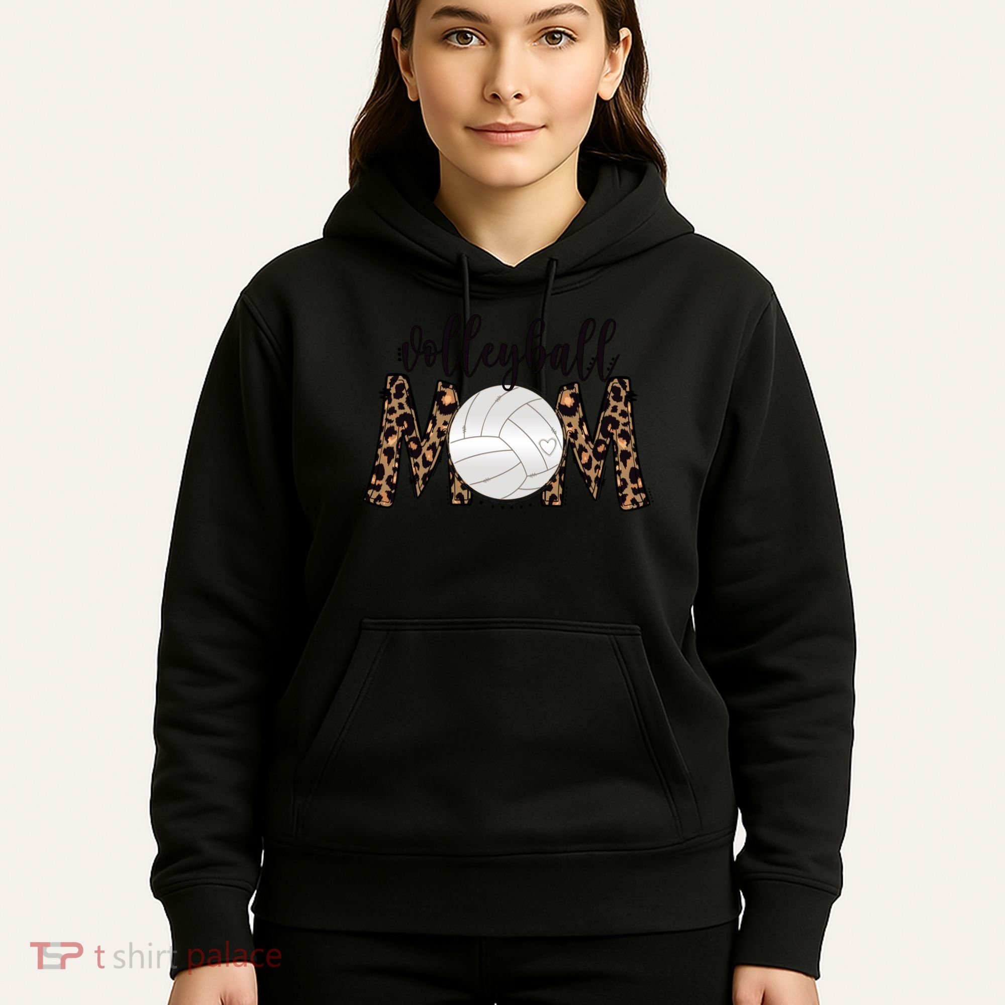 Volleyball Mom Leopard Print Proud Women's Cheetah Pattern Great Gift Hoodie