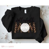 Volleyball Mom Leopard Print Proud Women's Cheetah Pattern Great Gift Sweatshirt thumb 2
