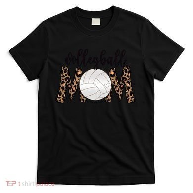 Volleyball Mom Leopard Print Proud Women's Cheetah Pattern Great Gift T-Shirt