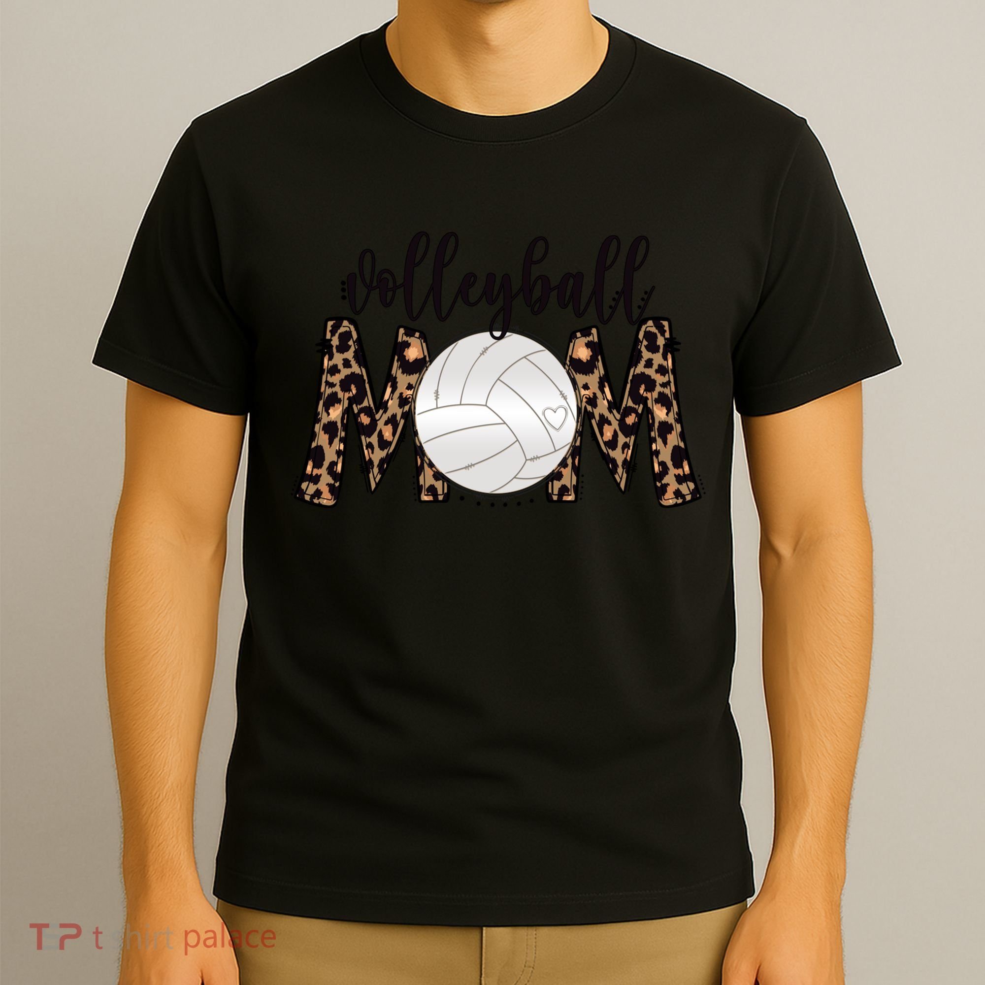 Volleyball Mom Leopard Print Proud Women's Cheetah Pattern Great Gift T-Shirt