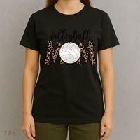 Volleyball Mom Leopard Print Proud Women's Cheetah Pattern Great Gift T-Shirt thumb 4