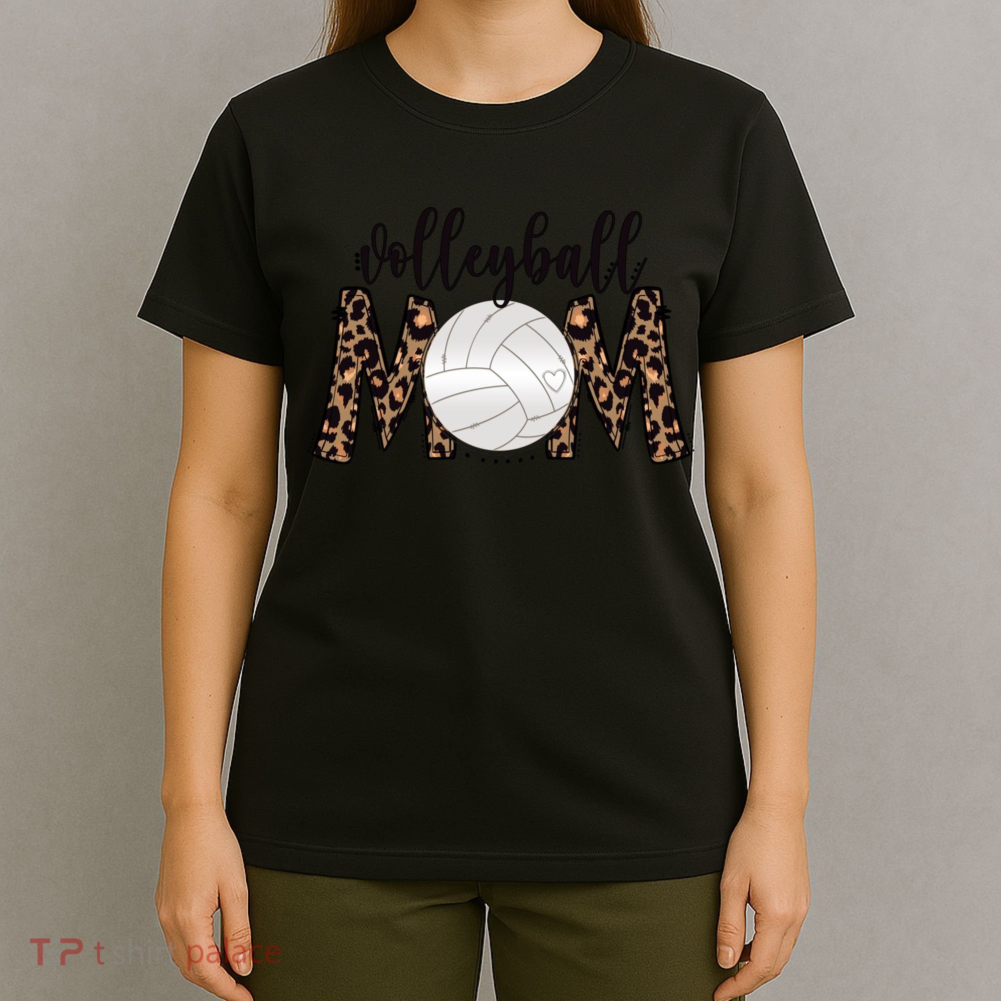 Volleyball Mom Leopard Print Proud Women's Cheetah Pattern Great Gift T-Shirt