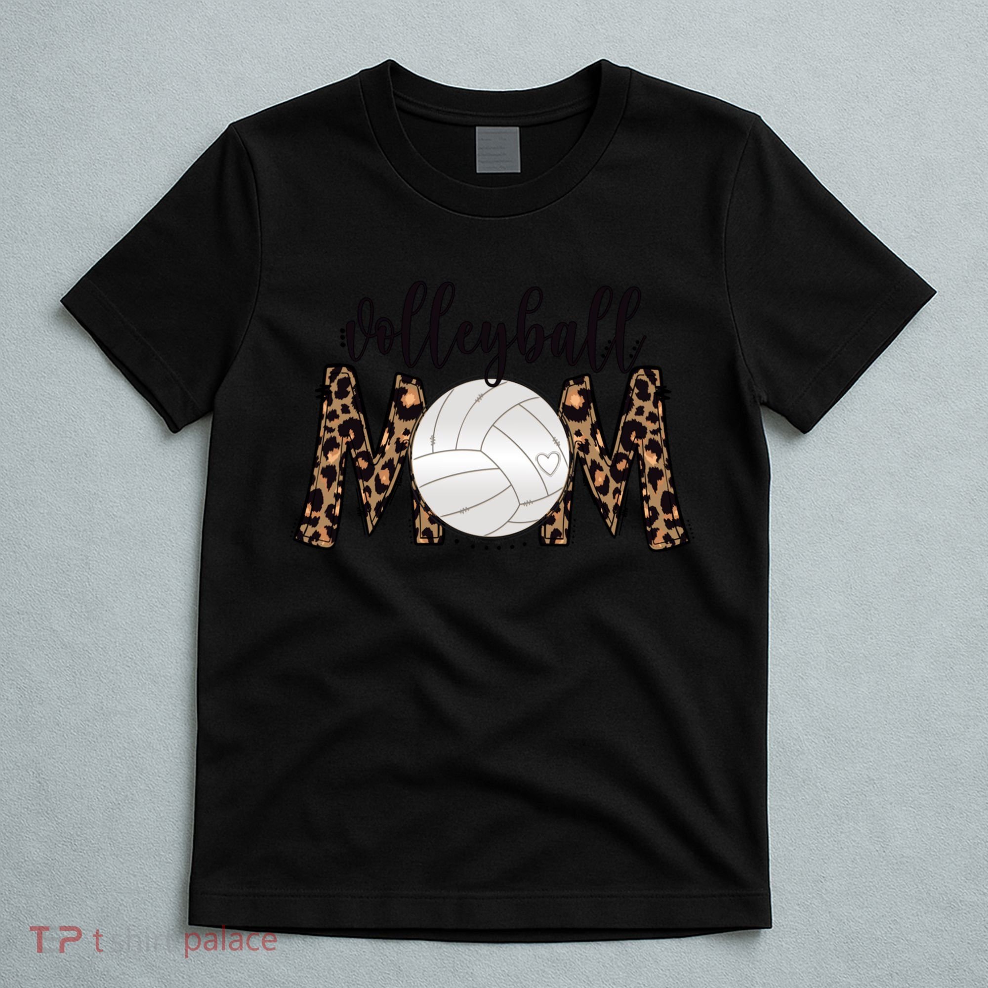 Volleyball Mom Leopard Print Proud Women's Cheetah Pattern Great Gift T-Shirt