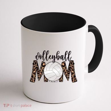 Volleyball Mom Leopard Print Proud Women's Cheetah Pattern Great Gift Coffee Mug back