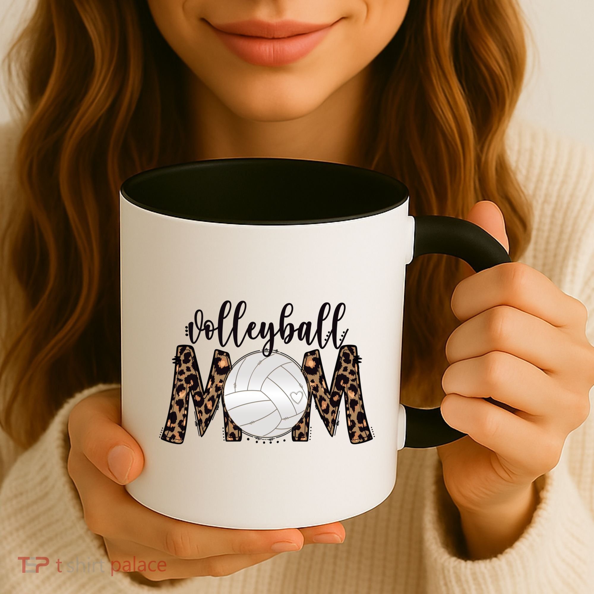 Volleyball Mom Leopard Print Proud Women's Cheetah Pattern Great Gift Coffee Mug