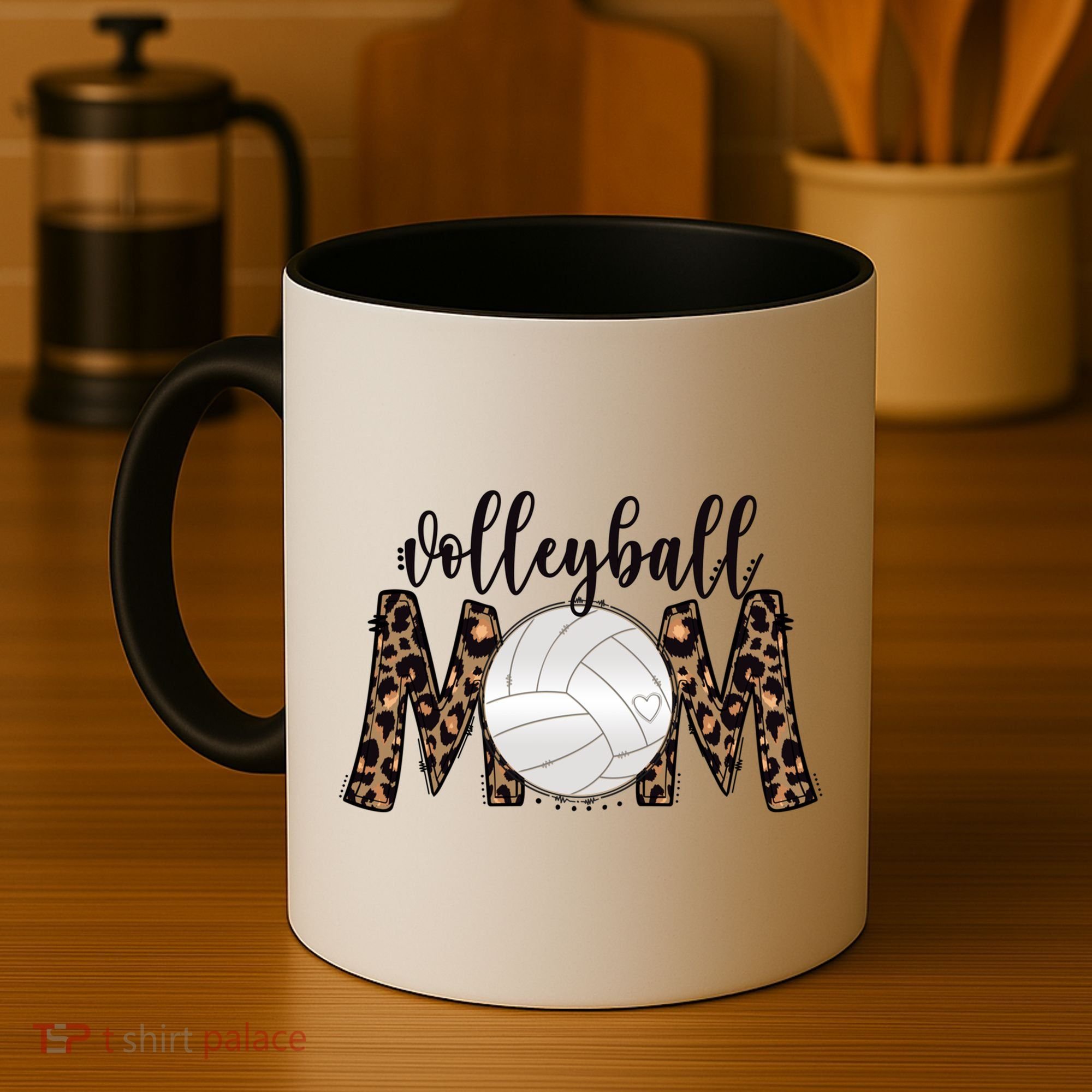 Volleyball Mom Leopard Print Proud Women's Cheetah Pattern Great Gift Coffee Mug