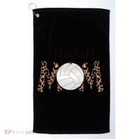 Volleyball Mom Leopard Print Proud Women's Cheetah Pattern Great Gift Golf Towel thumb 0