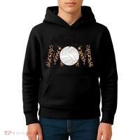 Volleyball Mom Leopard Print Proud Women's Cheetah Pattern Great Gift Kids Hoodie thumb 4