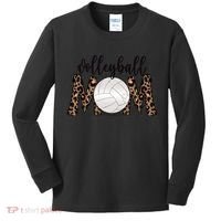Volleyball Mom Leopard Print Proud Women's Cheetah Pattern Great Gift Kids Long Sleeve Shirt thumb 0