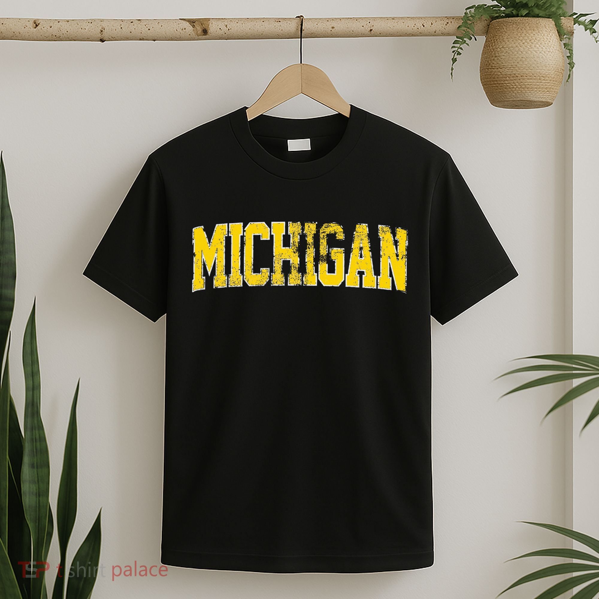 Vintage Michigan Look Blue Maize  Retro Font Michigan T-Shirt