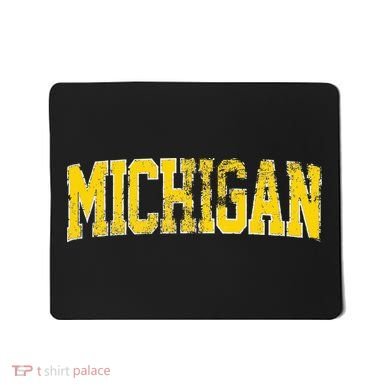 Vintage Michigan Look Blue Maize  Retro Font Michigan Mousepad