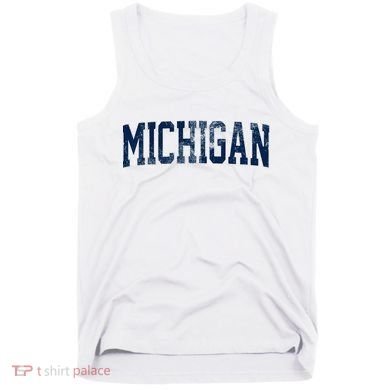Vintage Michigan Look Maize Blue Retro Font Michigan Tank Top