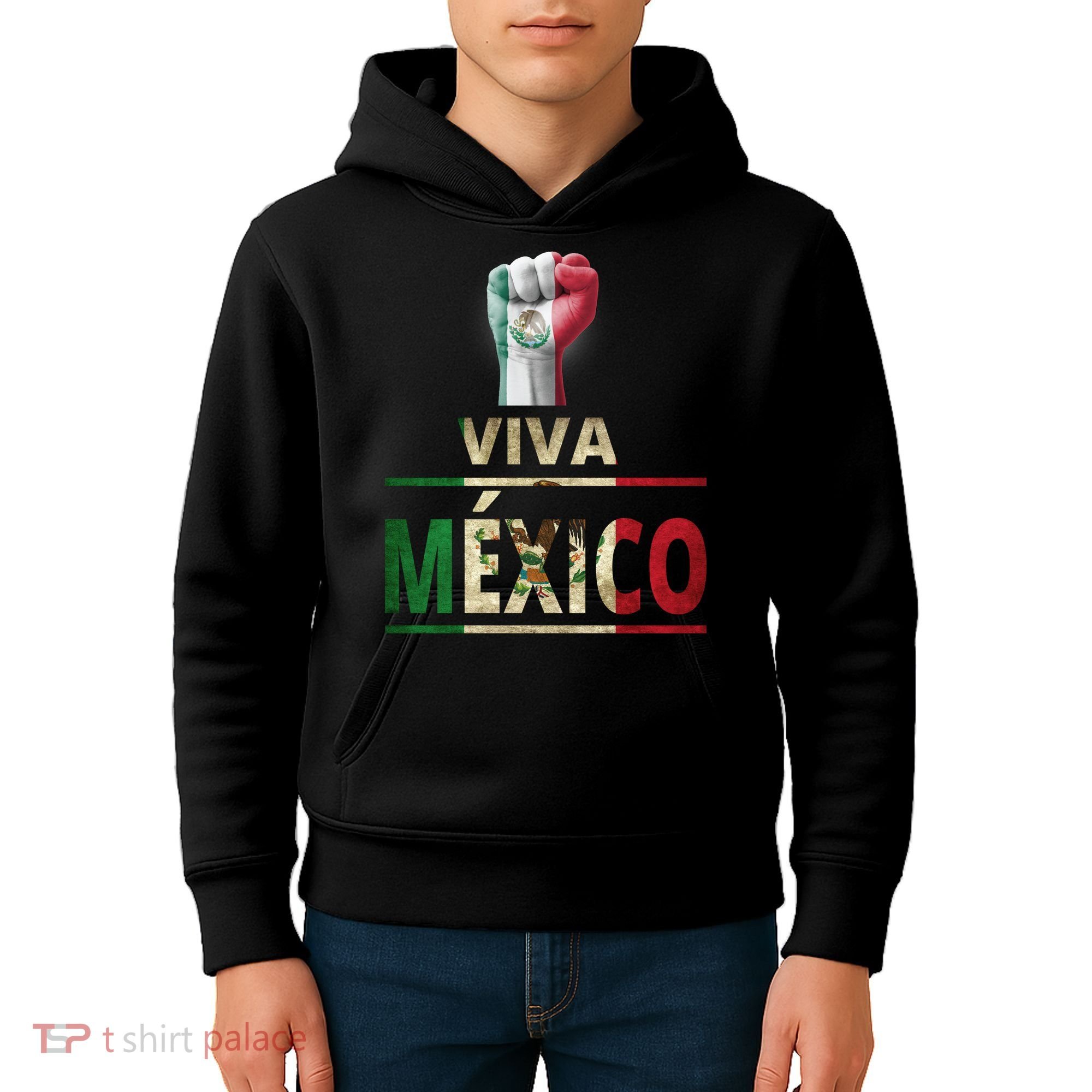 Viva Mexico Mexican Pride Fist Kids Hoodie