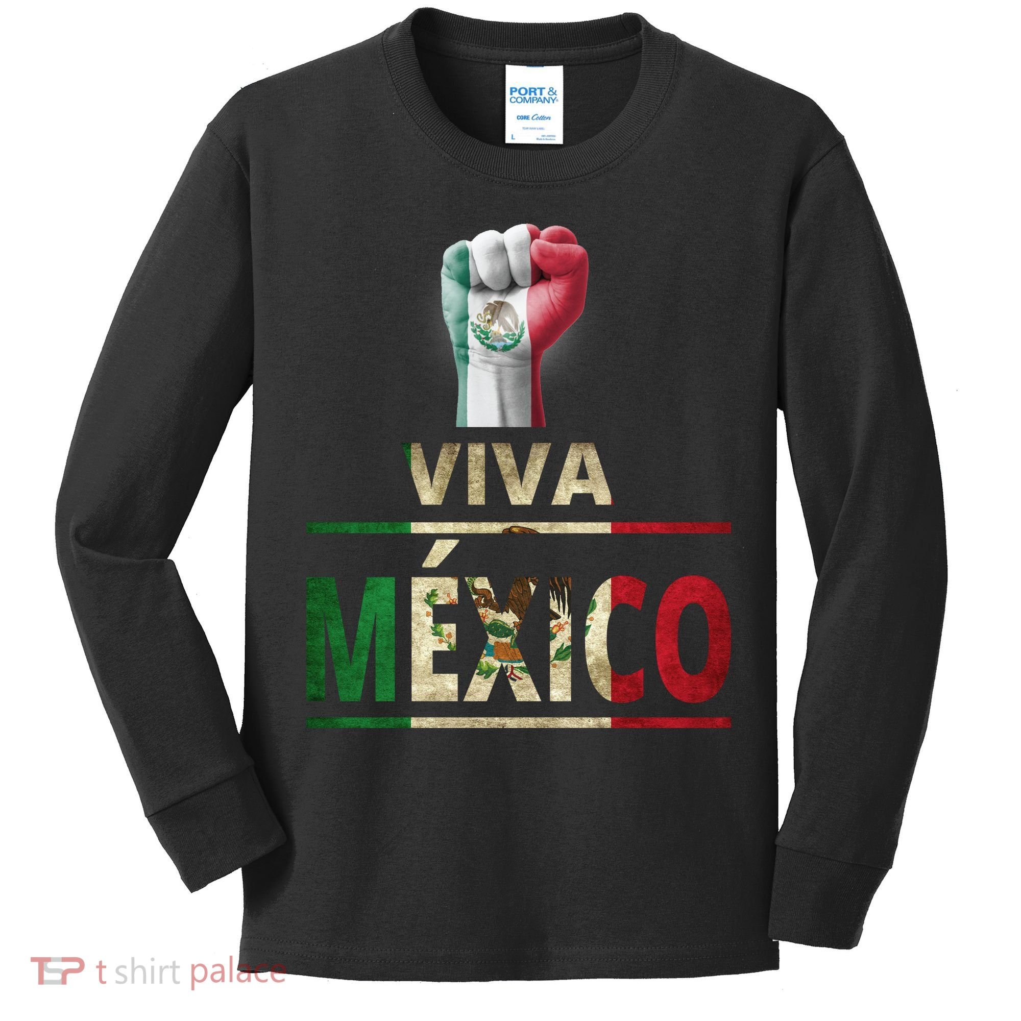Viva Mexico Mexican Pride Fist Kids Long Sleeve Shirt