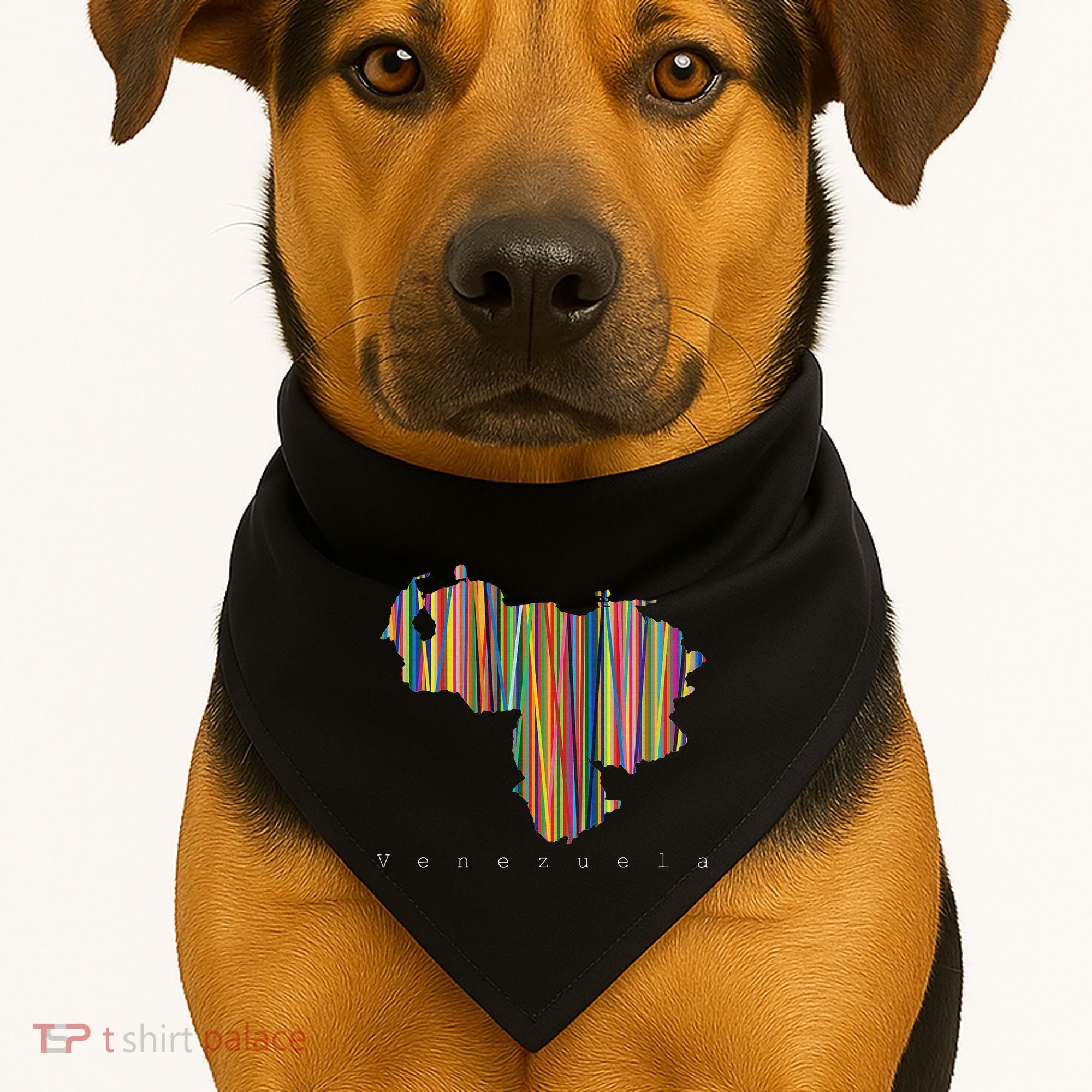 Venezuela Map Multicoloured Kinetism USA-Made Doggie Bandana