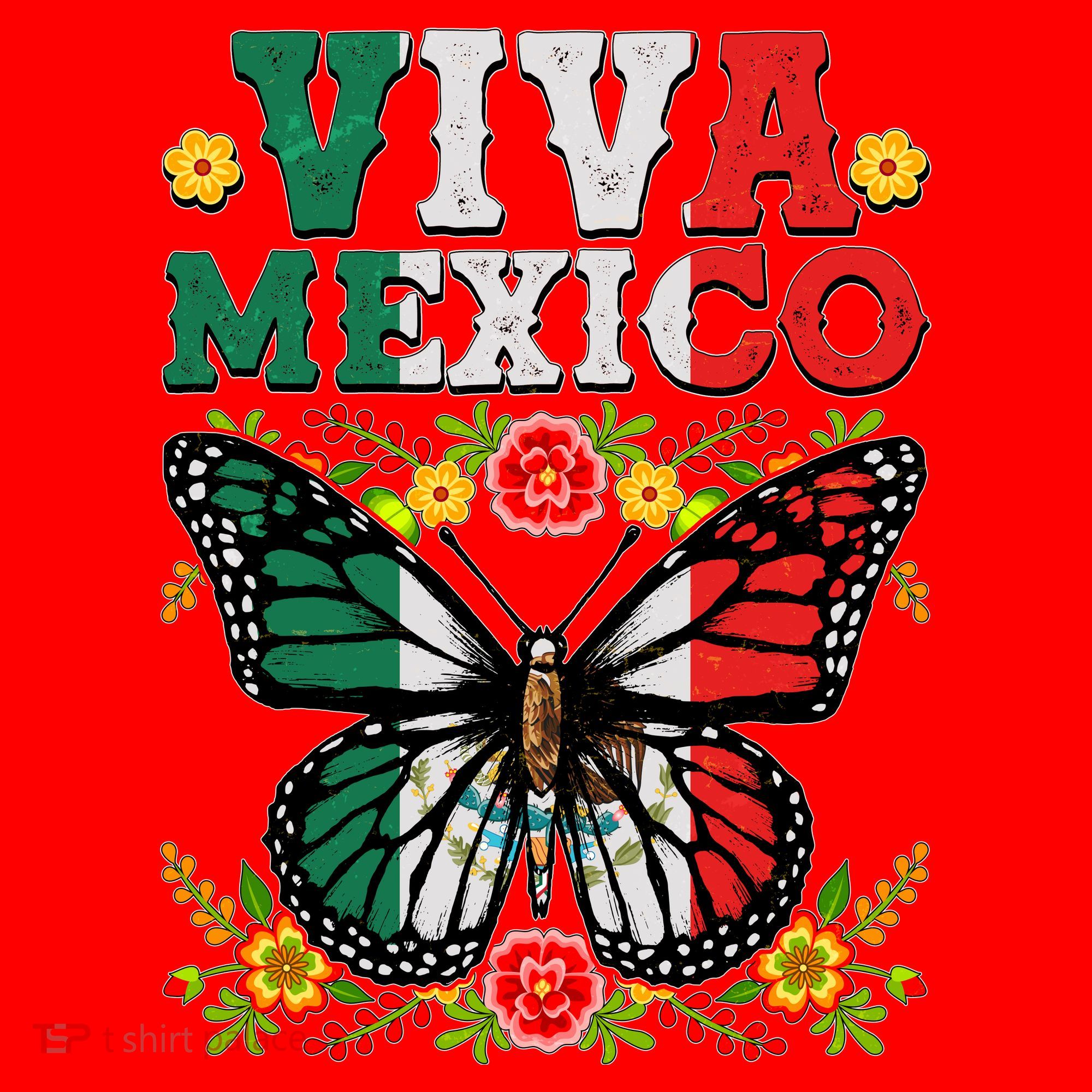 Viva Mexico Mexican Independence Day Butterfly Santa Hat