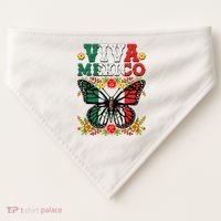 Viva Mexico Mexican Independence Day Butterfly USA-Made Doggie Bandana thumb 0