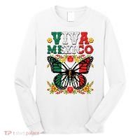 Viva Mexico Mexican Independence Day Butterfly Long Sleeve Shirt thumb 0