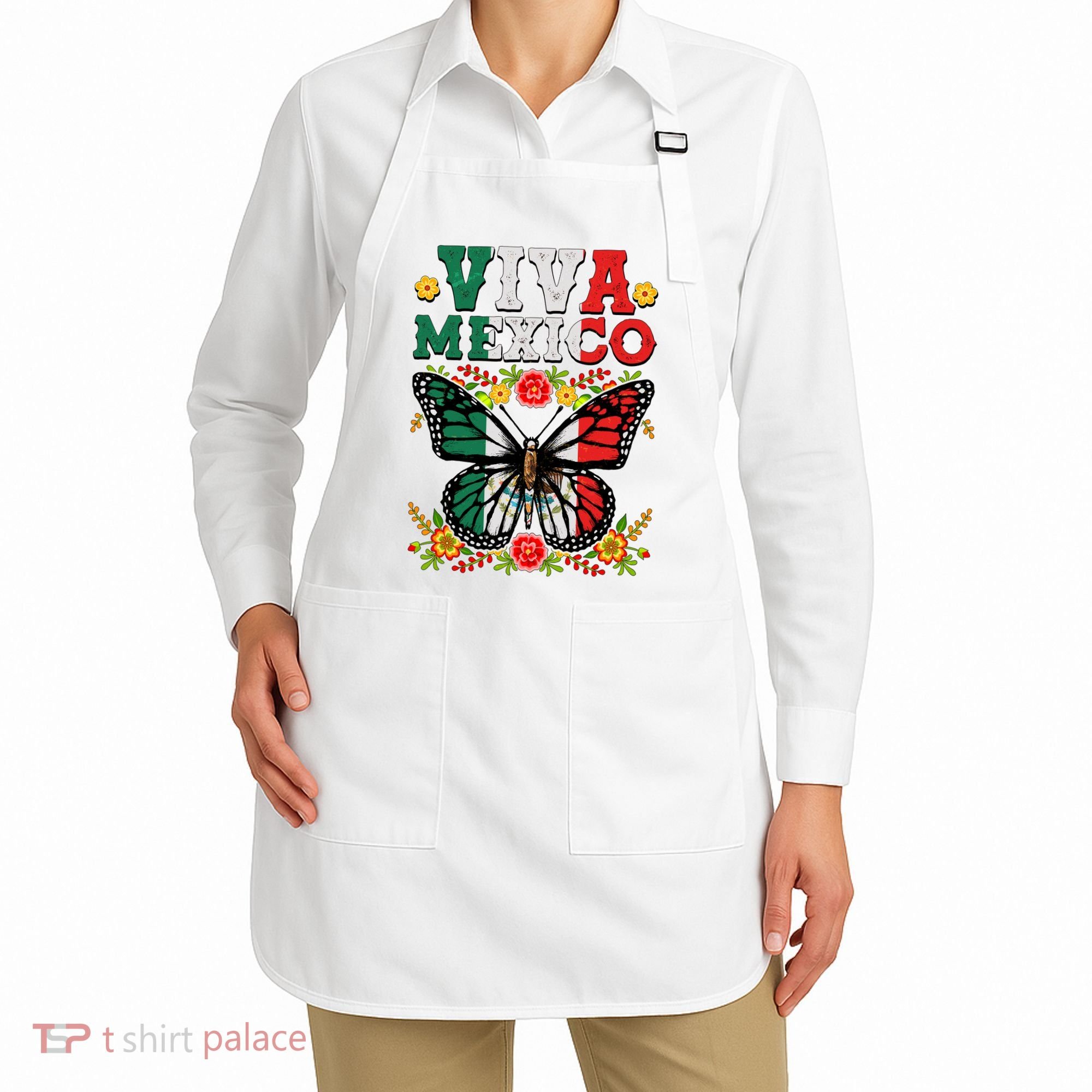 Viva Mexico Mexican Independence Day Butterfly Apron